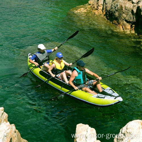 High Quality Custom Wholesale Water Sports Inflatable 3-seater Kayak Plastic Green 3-seater Kayak For Three People